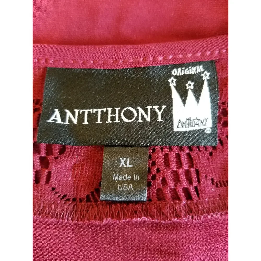 Antthony Original 2 Piece Set Skirt Long Sleeve Stretch Knit Top Red Size XL